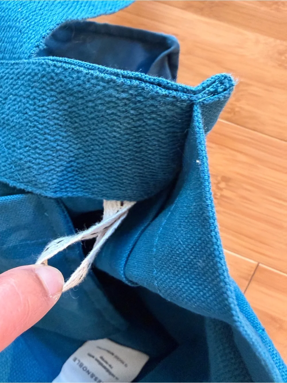 Barnes & Noble Blue Canvas Tote with interior pockets